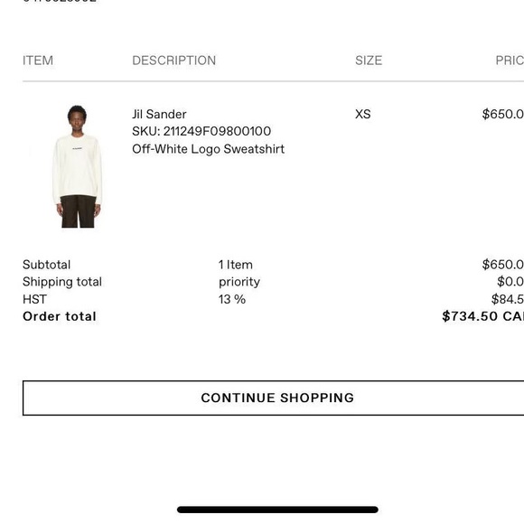 Jil Sander Offwhite Sweatshirt - Picture 2 of 2